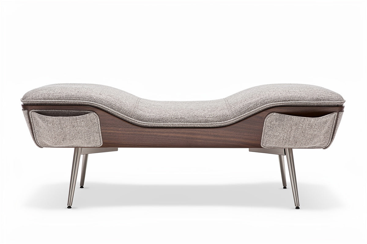 Sofa z drewnianym stelażem i tapicerowanym siedziskiem – nowoczesny design.